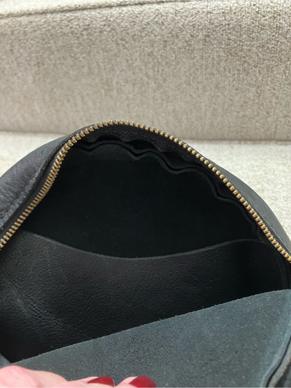Portland Leather Pebbled Black Round Leather Crossbody - Picture 7 of 9